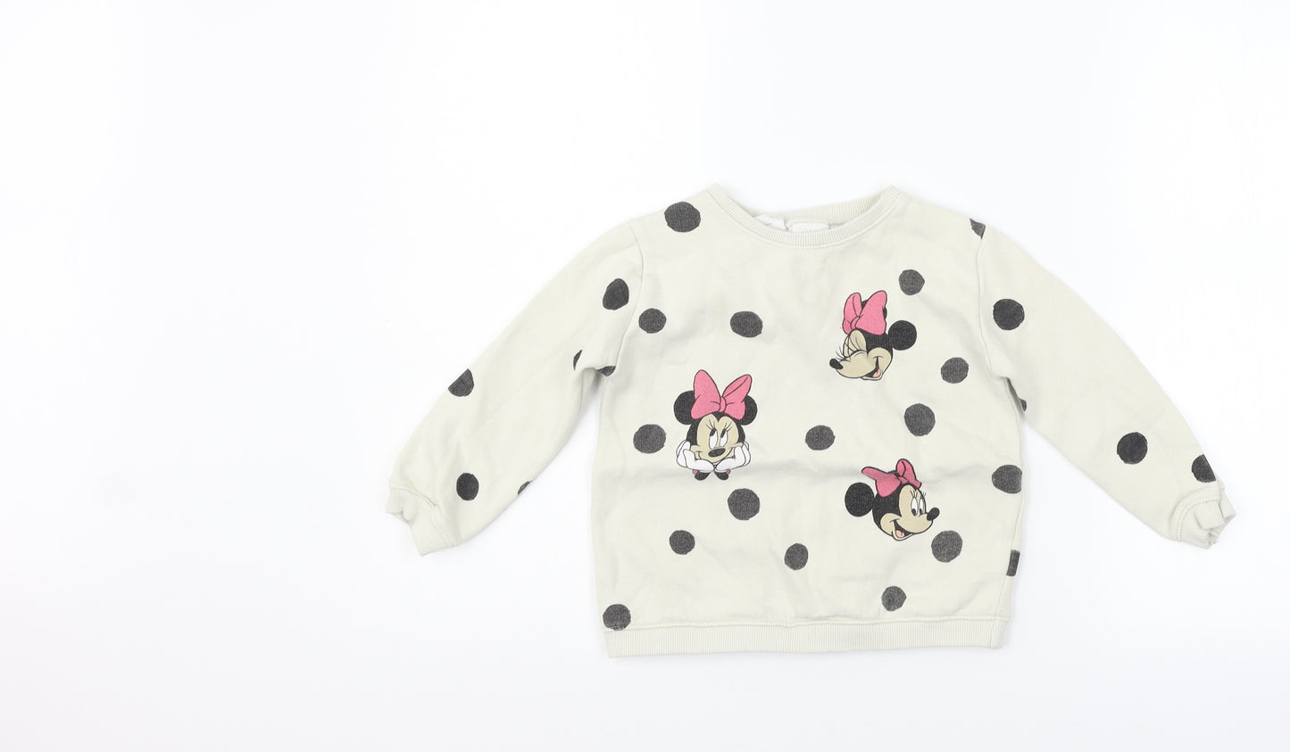 Zara Girls Beige Polka Dot  Pullover Jumper Size 4-5 Years  - MINNIE MOUSE