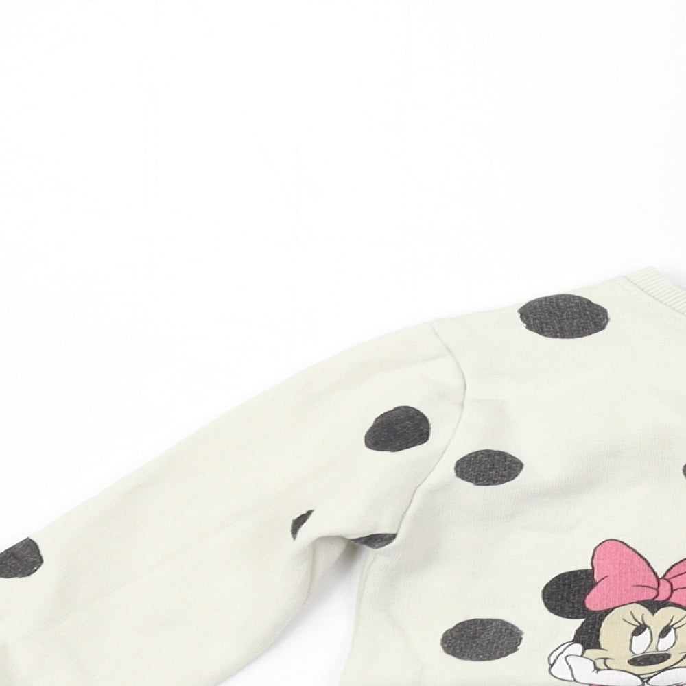 Zara Girls Beige Polka Dot  Pullover Jumper Size 4-5 Years  - MINNIE MOUSE