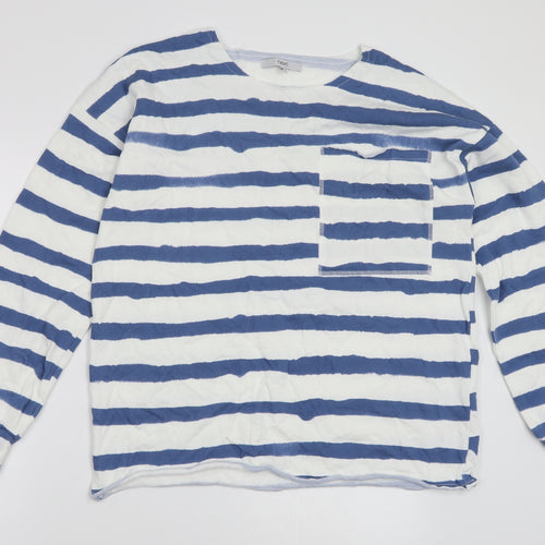 NEXT Womens White Striped  Pullover Jumper Size 14
