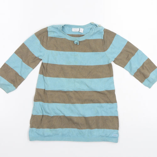 Mexx Girls Blue Striped  Jumper Dress  Size 18-24 Months
