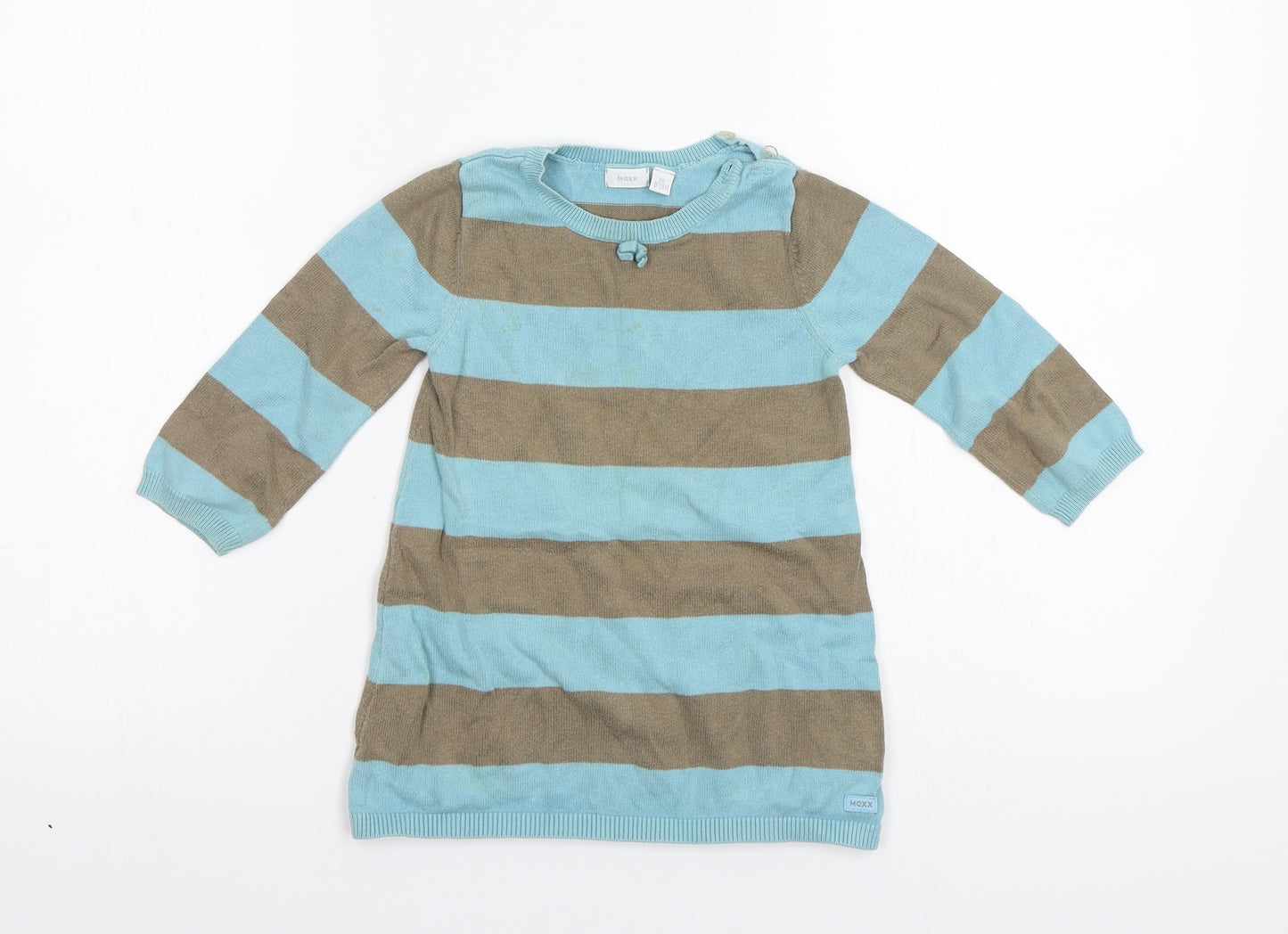 Mexx Girls Blue Striped  Jumper Dress  Size 18-24 Months