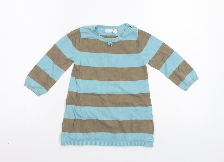 Mexx Girls Blue Striped Jumper Dress Size 18-24 Months