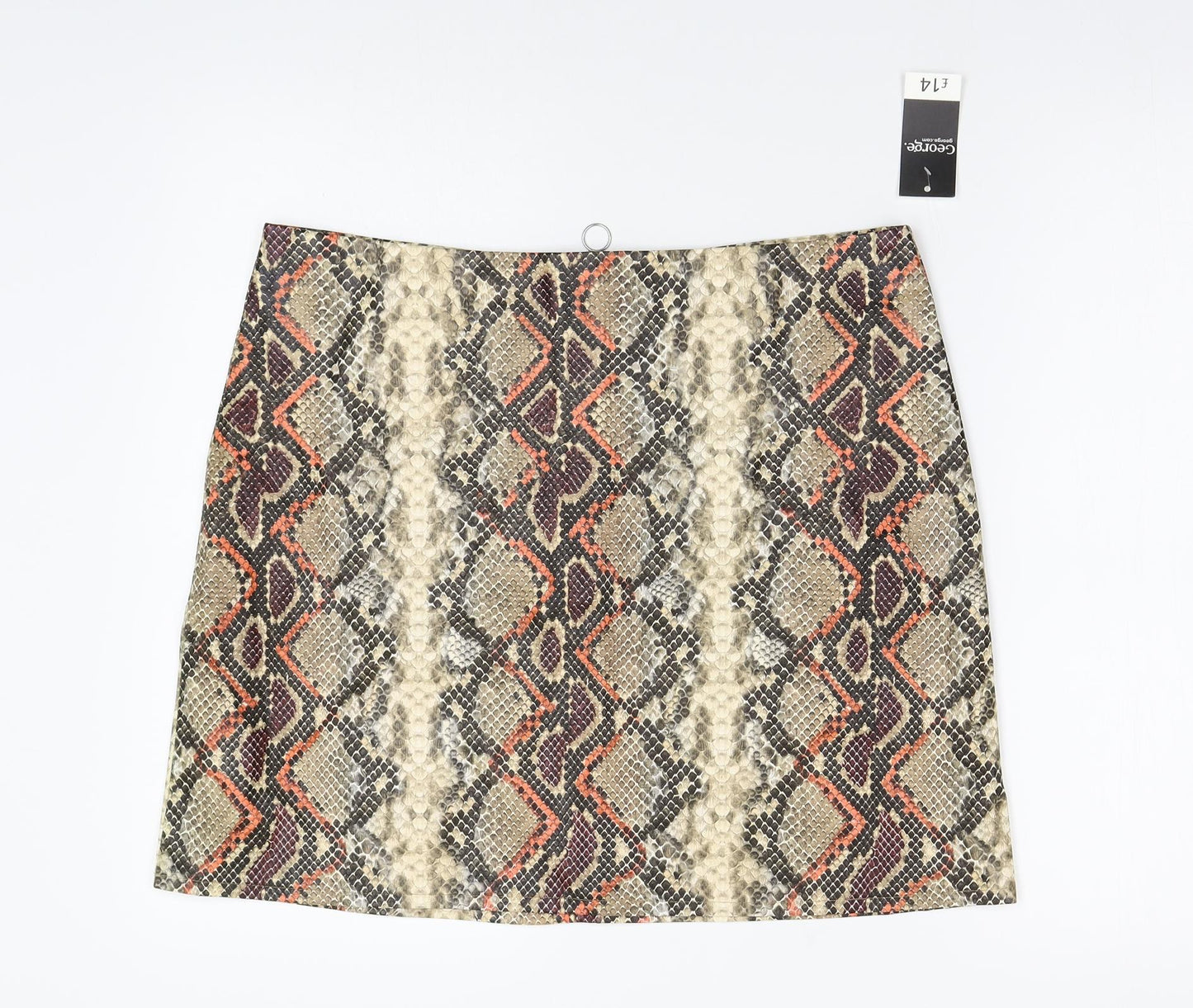 George Womens Multicoloured Animal Print  A-Line Skirt Size 14