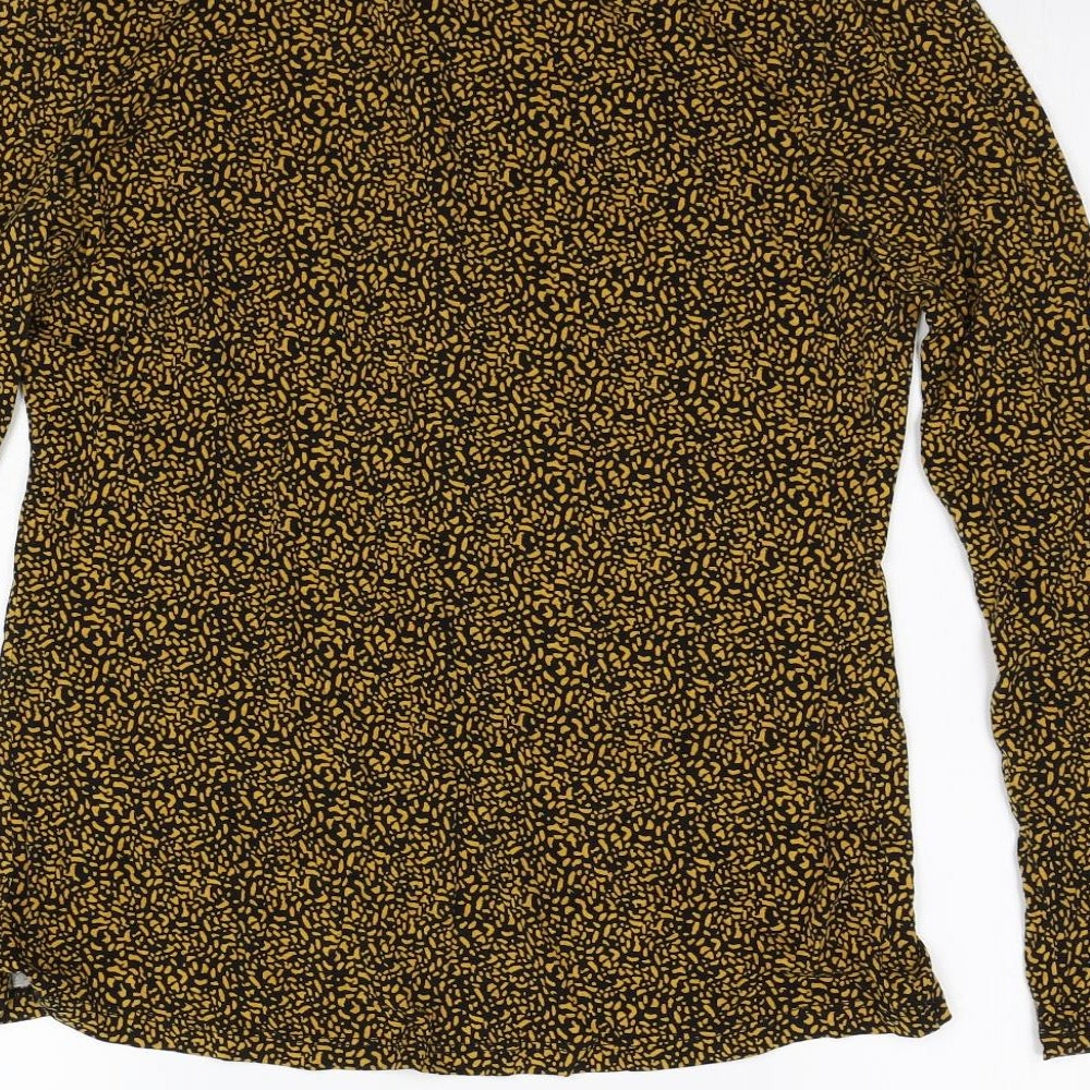 Papaya Womens Yellow Houndstooth  Basic T-Shirt Size 12
