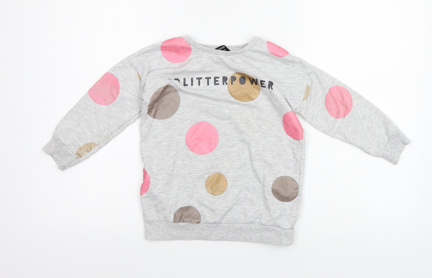George Girls Green Spotted  Pullover Jumper Size 5-6 Years