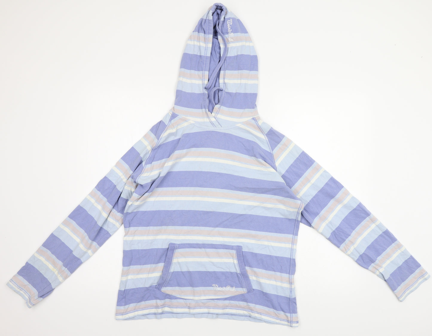 werid fish Womens Multicoloured Striped  Pullover Hoodie Size XL