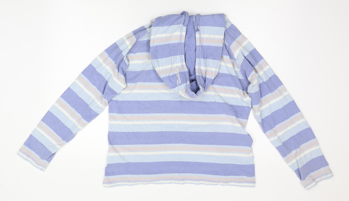 werid fish Womens Multicoloured Striped  Pullover Hoodie Size XL
