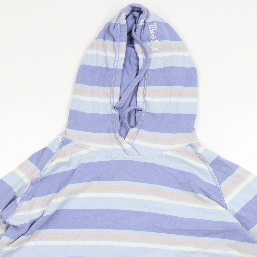 werid fish Womens Multicoloured Striped  Pullover Hoodie Size XL