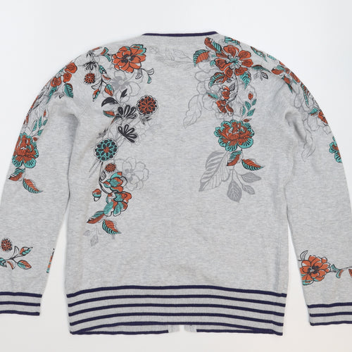 Per Una Womens Grey Floral Knit Cardigan Jumper Size 12