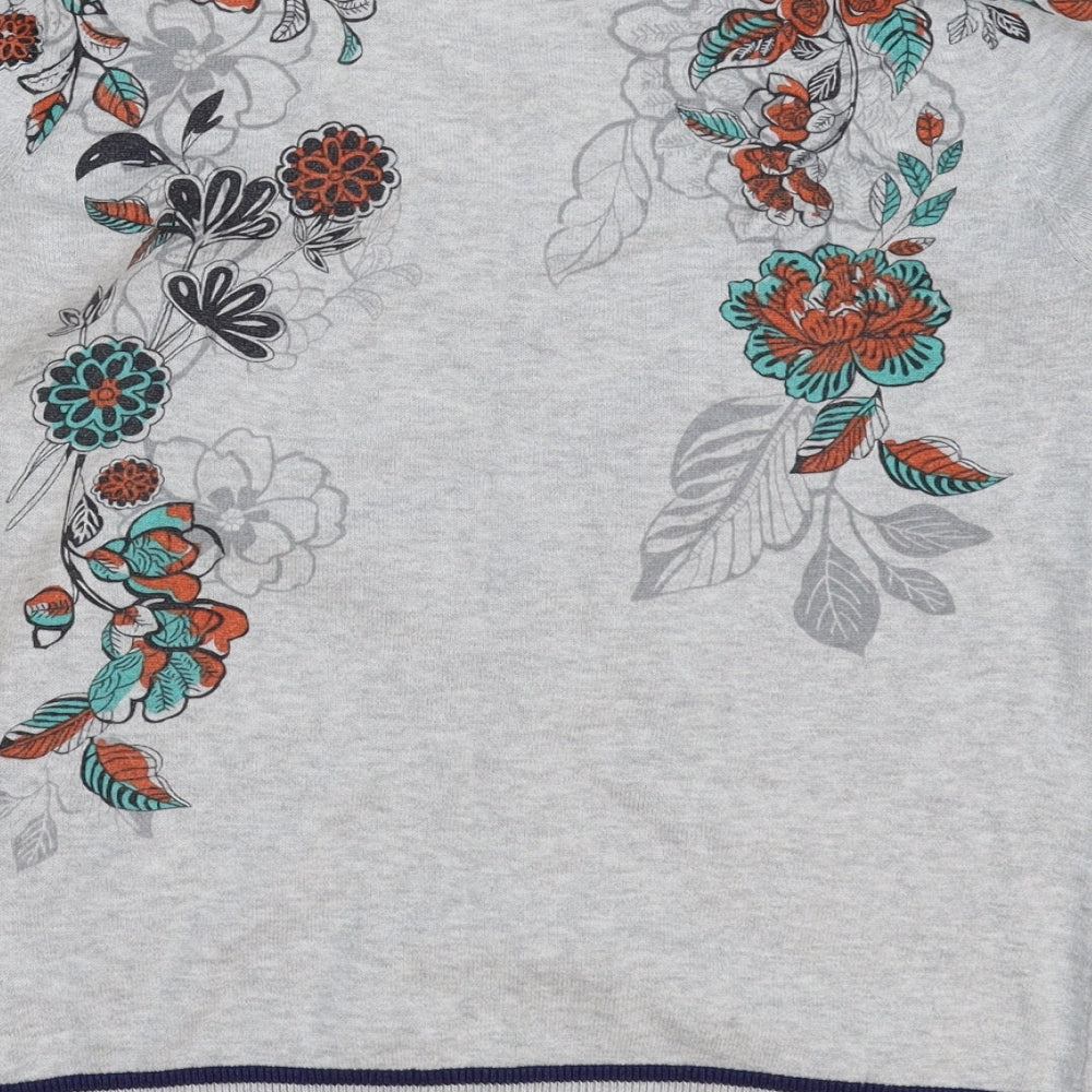 Per Una Womens Grey Floral Knit Cardigan Jumper Size 12