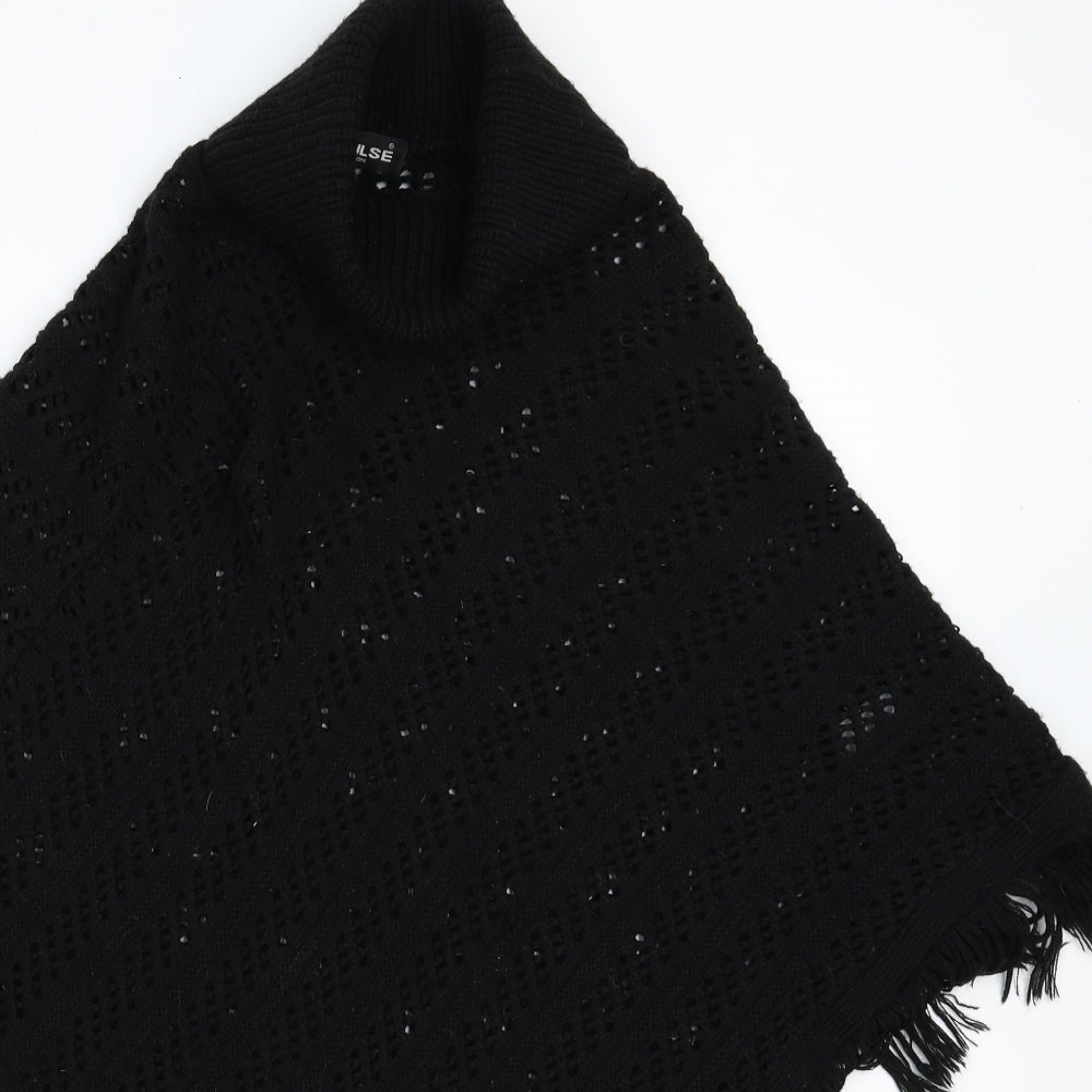 Impulse Womens Black  Knit Jacket Poncho One Size