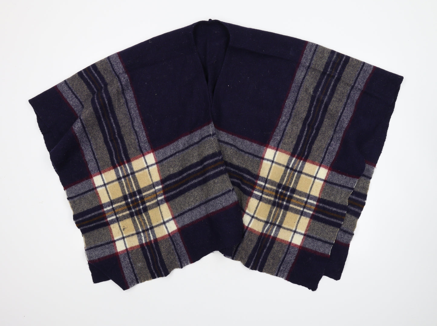 Preworn Womens Blue Check Knit Cape Jumper One Size