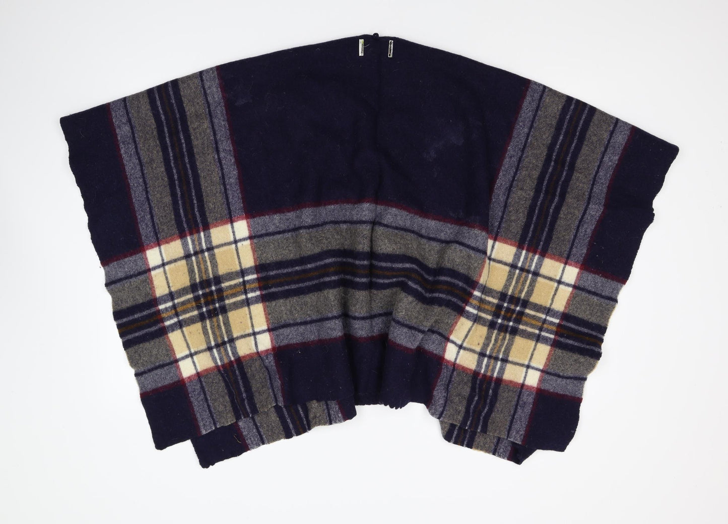 Preworn Womens Blue Check Knit Cape Jumper One Size