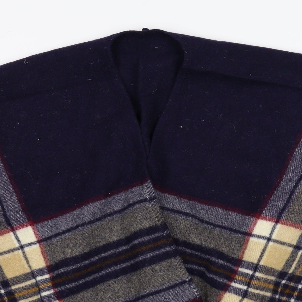 Preworn Womens Blue Check Knit Cape Jumper One Size