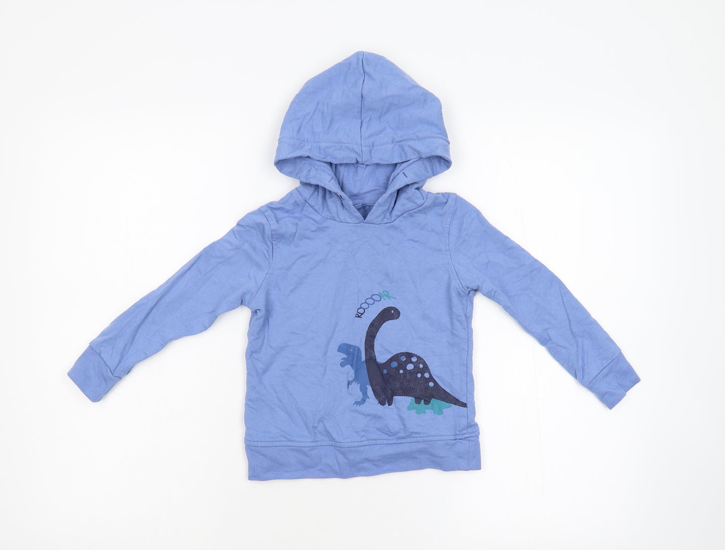 Lily & Dan Boys Blue   Pullover Hoodie Size 4-5 Years  - Dinosaurs