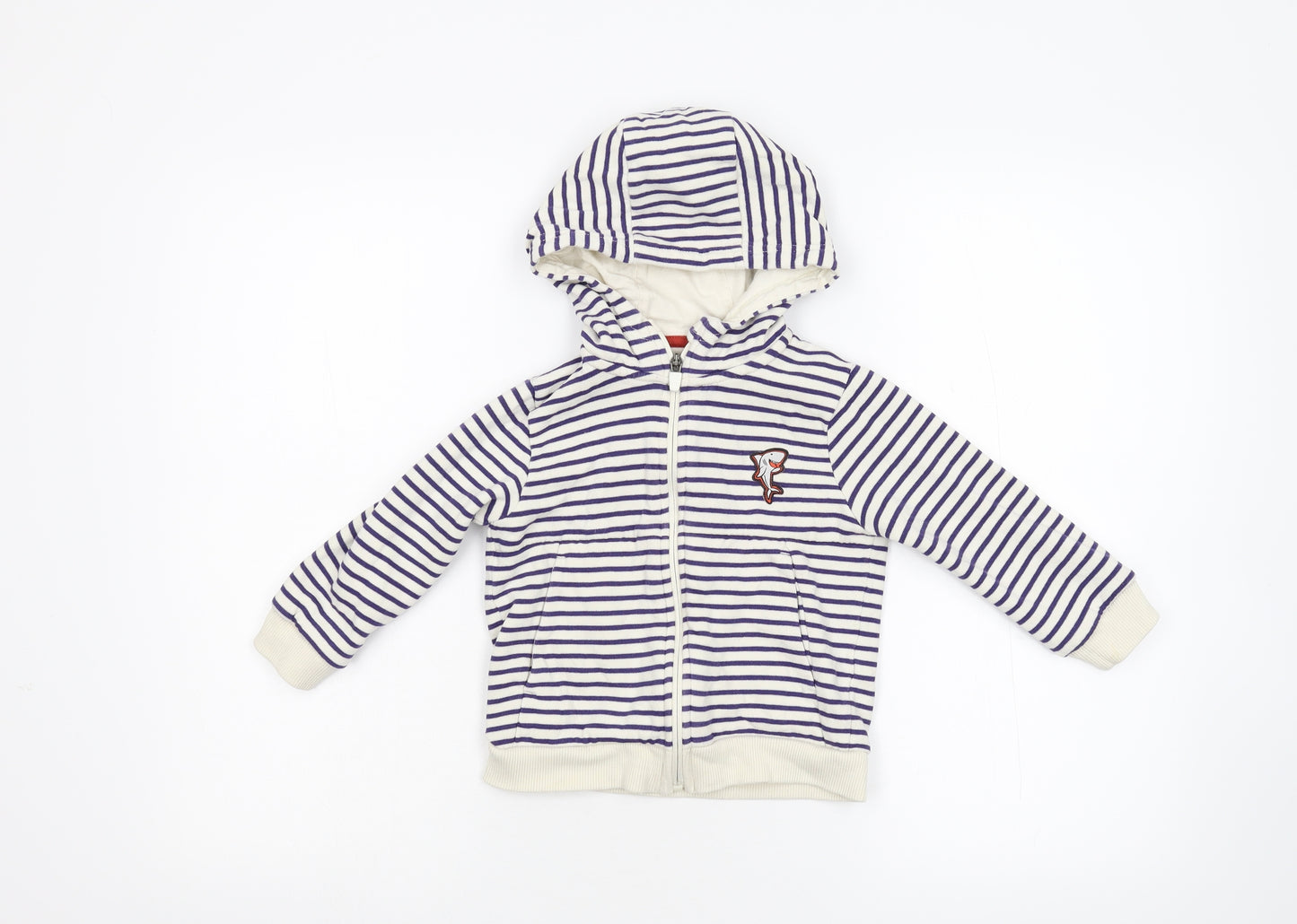 Nutmeg Boys Multicoloured Striped  Full Zip Hoodie Size 2-3 Years  - Shark