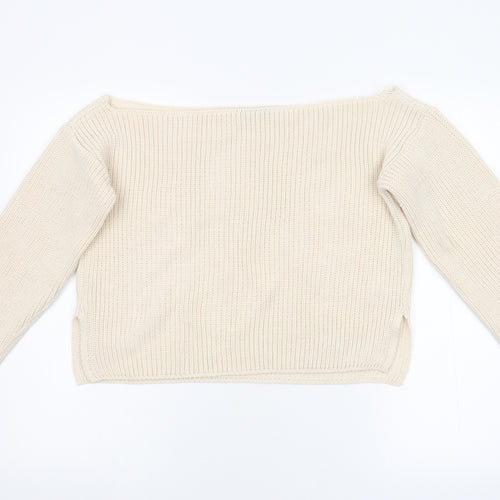 Boohoo Womens Beige  Knit Pullover Jumper Size M