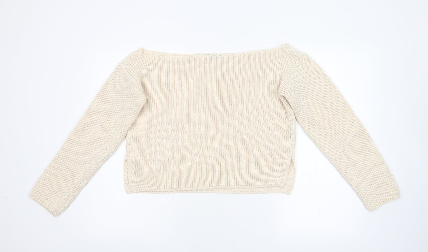 Boohoo Womens Beige  Knit Pullover Jumper Size M