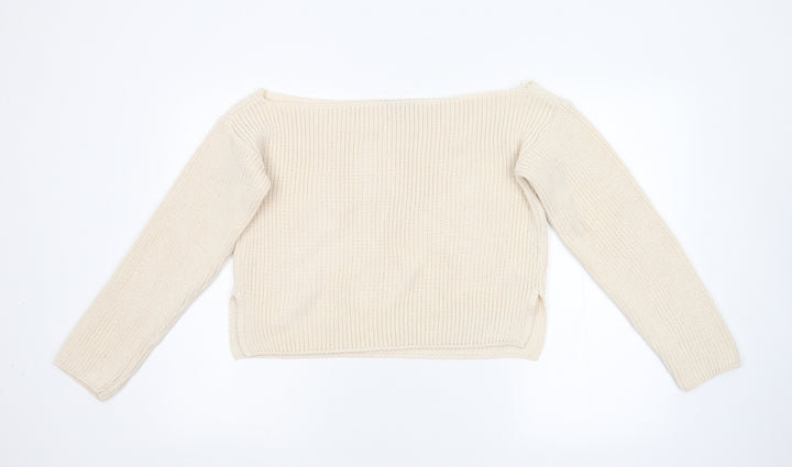 Boohoo Womens Beige  Knit Pullover Jumper Size M