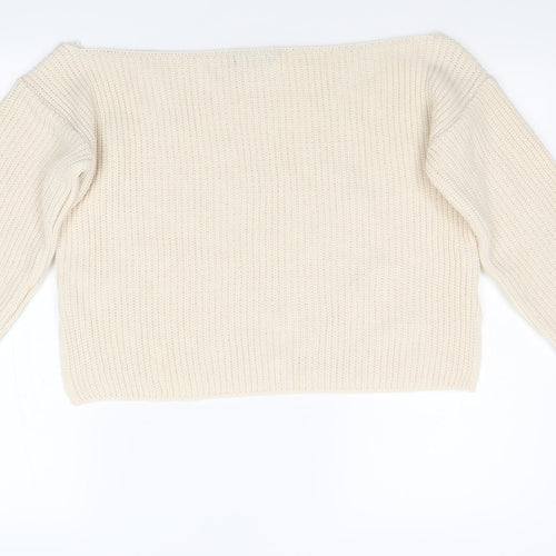 Boohoo Womens Beige  Knit Pullover Jumper Size M