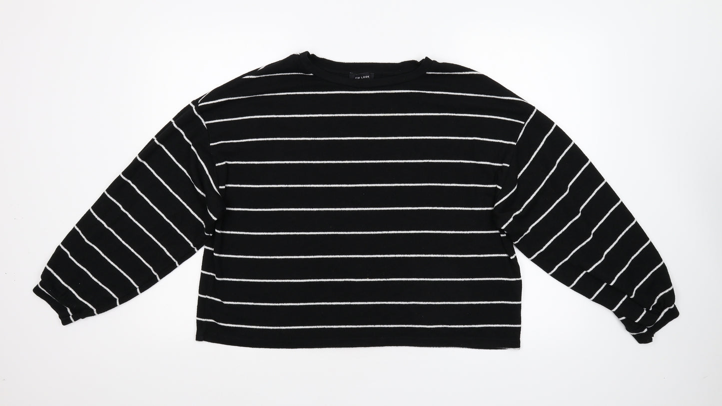 New Look Womens Black Striped Knit Pullover Jumper Size L