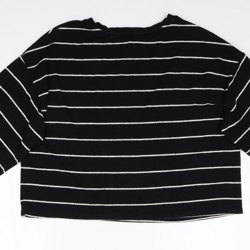 New Look Womens Black Striped Knit Pullover Jumper Size L