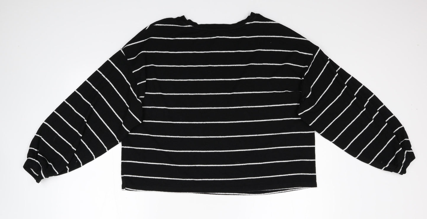 New Look Womens Black Striped Knit Pullover Jumper Size L