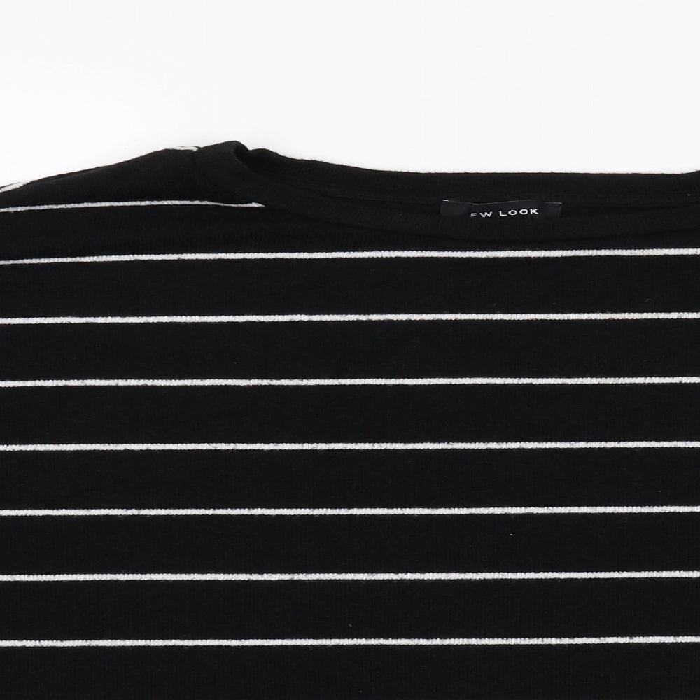 New Look Womens Black Striped Knit Pullover Jumper Size L