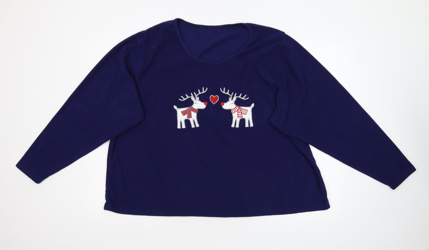 Preworn Womens Blue  Fleece  Pyjama Top Size 2XL  - Reindeers