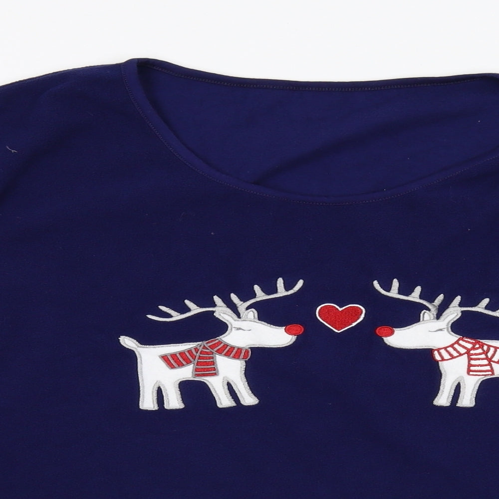 Preworn Womens Blue  Fleece  Pyjama Top Size 2XL  - Reindeers