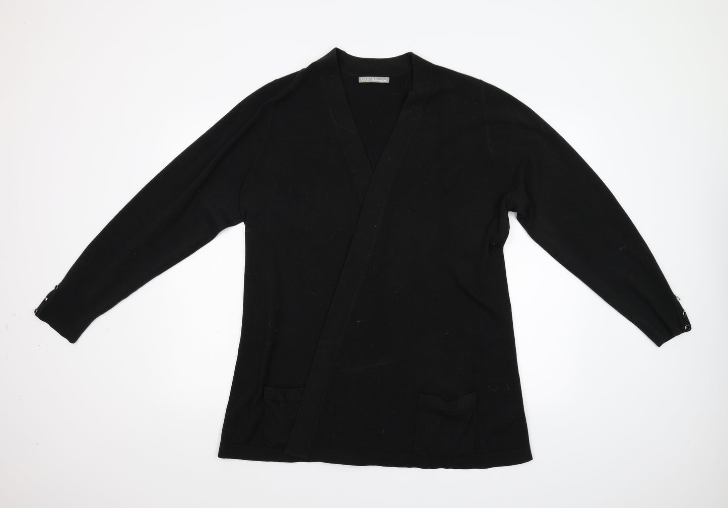 M&S Womens Black  Knit Cardigan Jumper Size 24