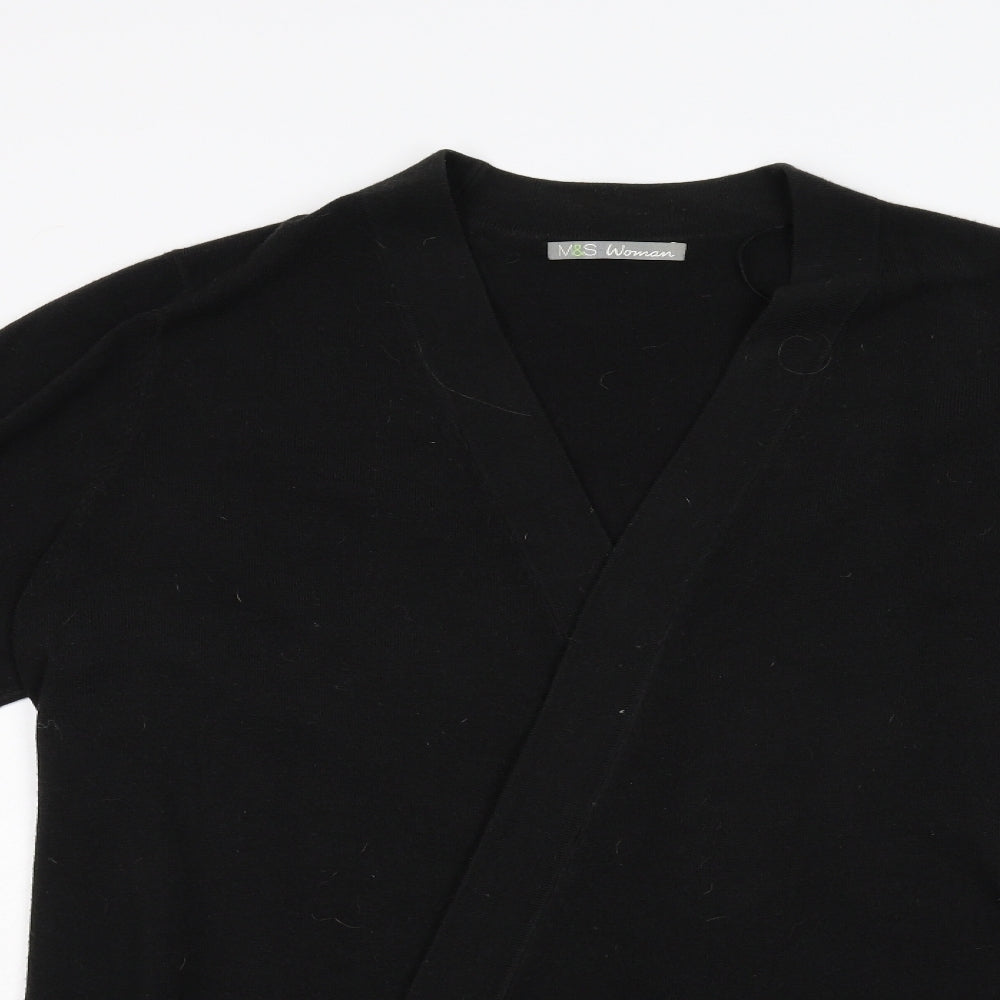 M&S Womens Black  Knit Cardigan Jumper Size 24