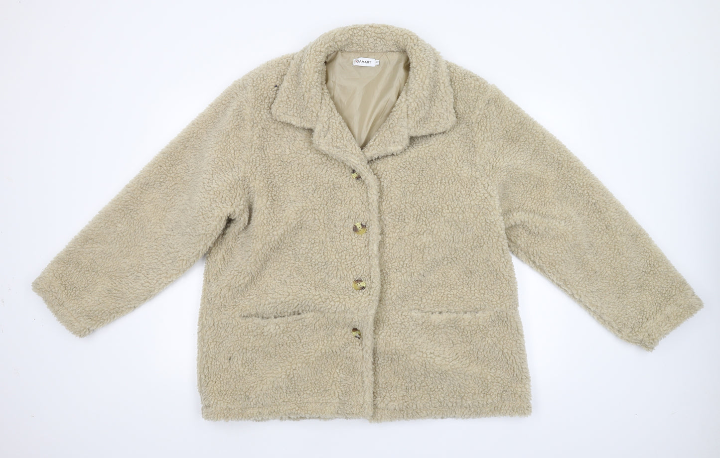 Damart Womens Beige  Fleece Overcoat Jacket Size 18