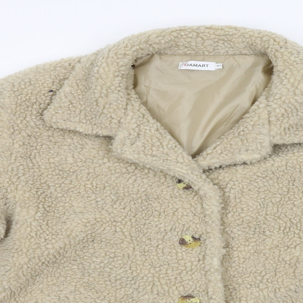 Damart Womens Beige  Fleece Overcoat Jacket Size 18