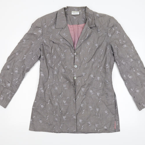 Penny Plain Womens Grey Floral  Overcoat Coat Size 14