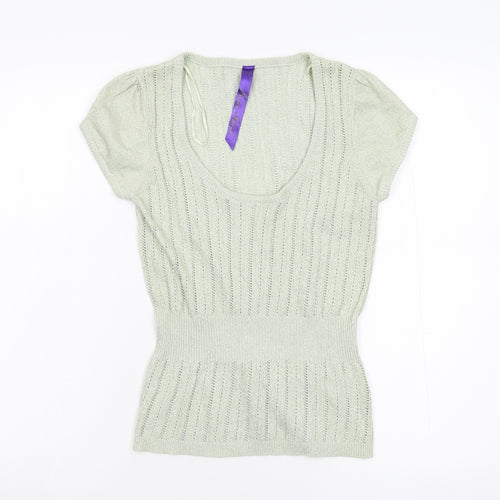 River Island Womens Green  Knit Pullover Jumper Size 12  - Stretch Glitter