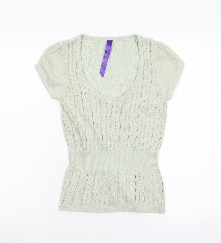 River Island Womens Green Knit Pullover Jumper Size 12 - Stretch Glitter