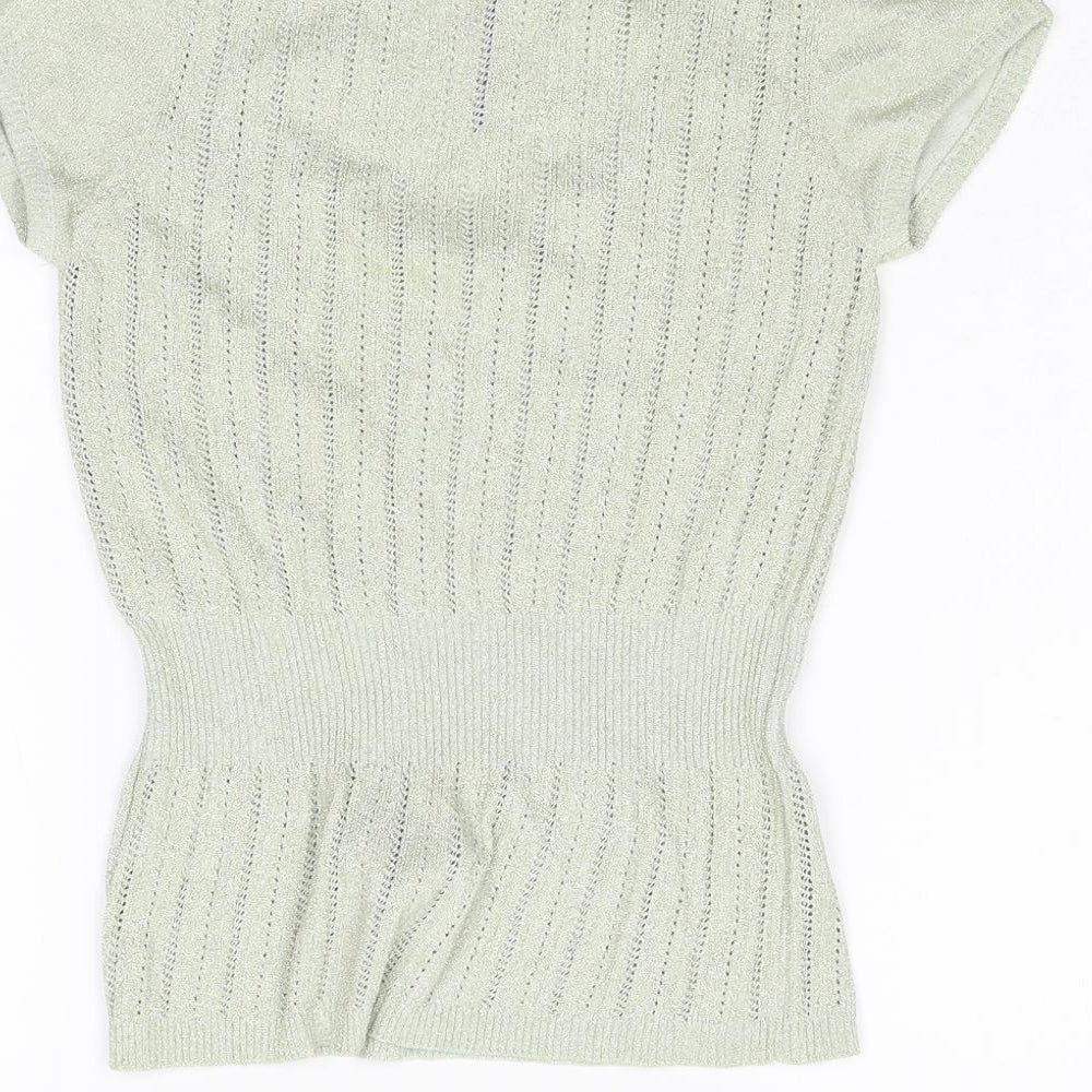 River Island Womens Green  Knit Pullover Jumper Size 12  - Stretch Glitter