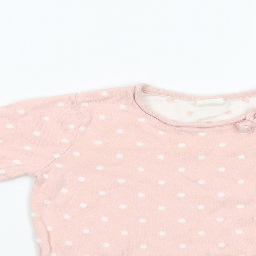 H&M Girls Pink Polka Dot Knit Pullover Jumper Size 2-3 Years