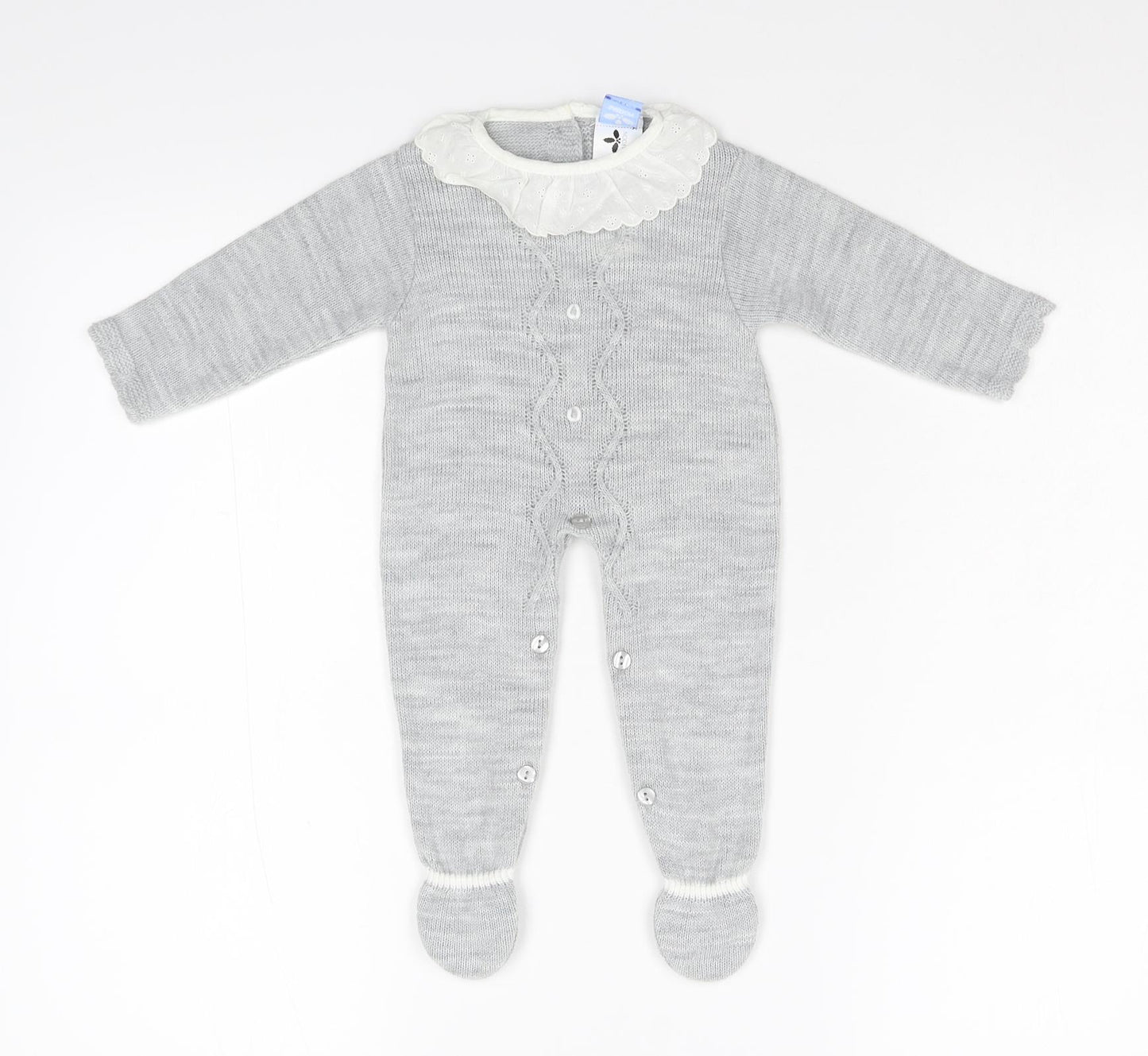 Sardon Baby Grey  Knit Babygrow One-Piece Size 12 Months