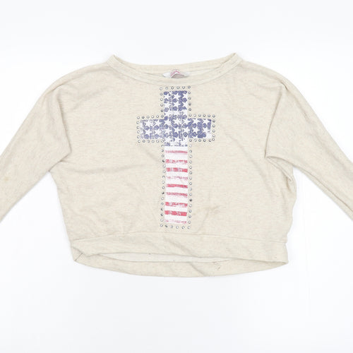 Sophie Girls Beige   Pullover Sweatshirt Size 8-9 Years