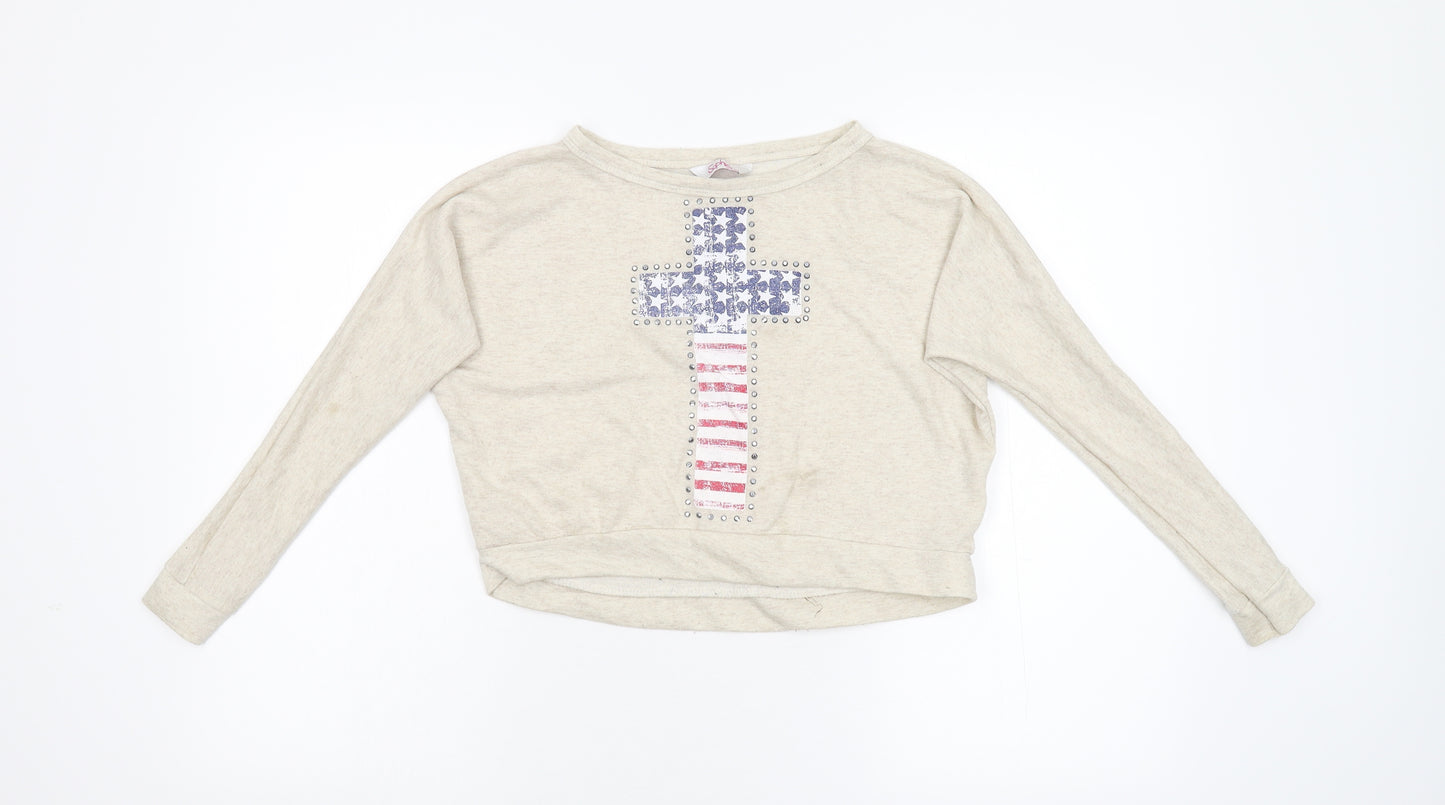 Sophie Girls Beige   Pullover Sweatshirt Size 8-9 Years