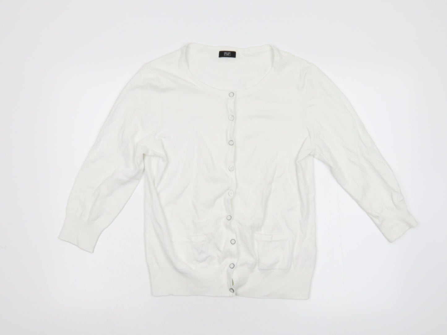 F&F Womens Ivory  Knit Cardigan Jumper Size 14