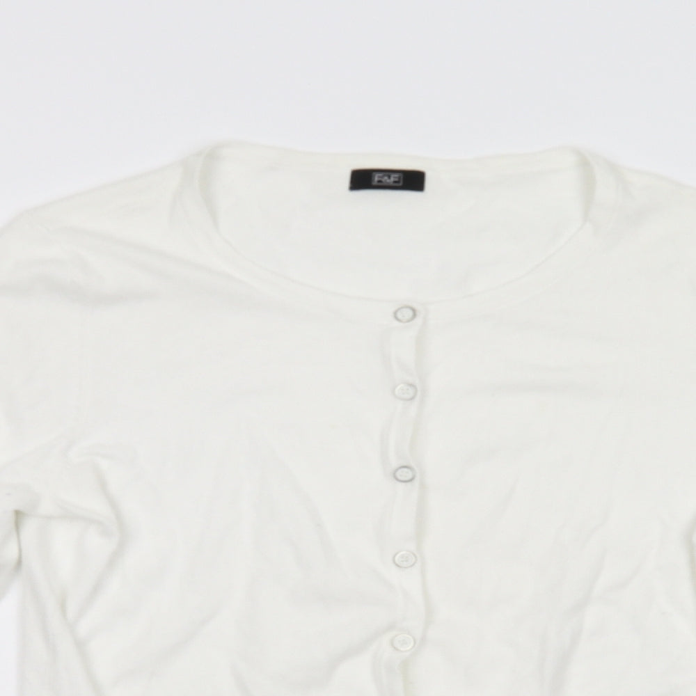 F&F Womens Ivory  Knit Cardigan Jumper Size 14
