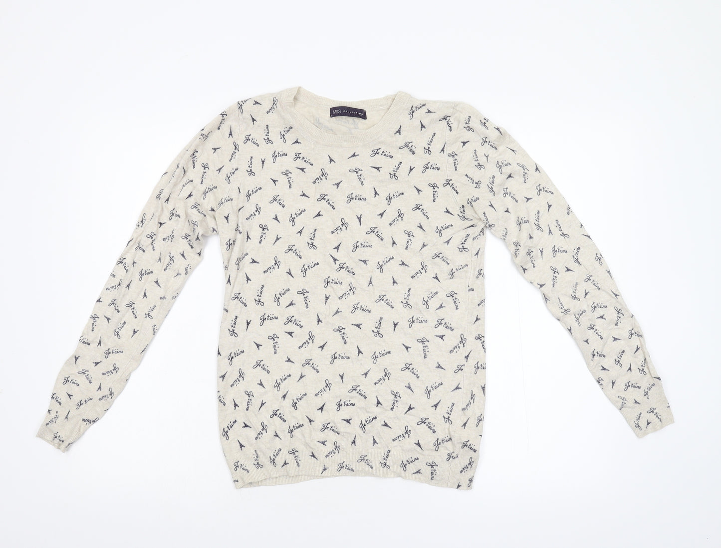 M&S Womens Beige  Knit Pullover Jumper Size 12
