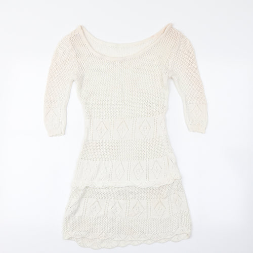 Miusol Womens White   Tunic Jumper Size M
