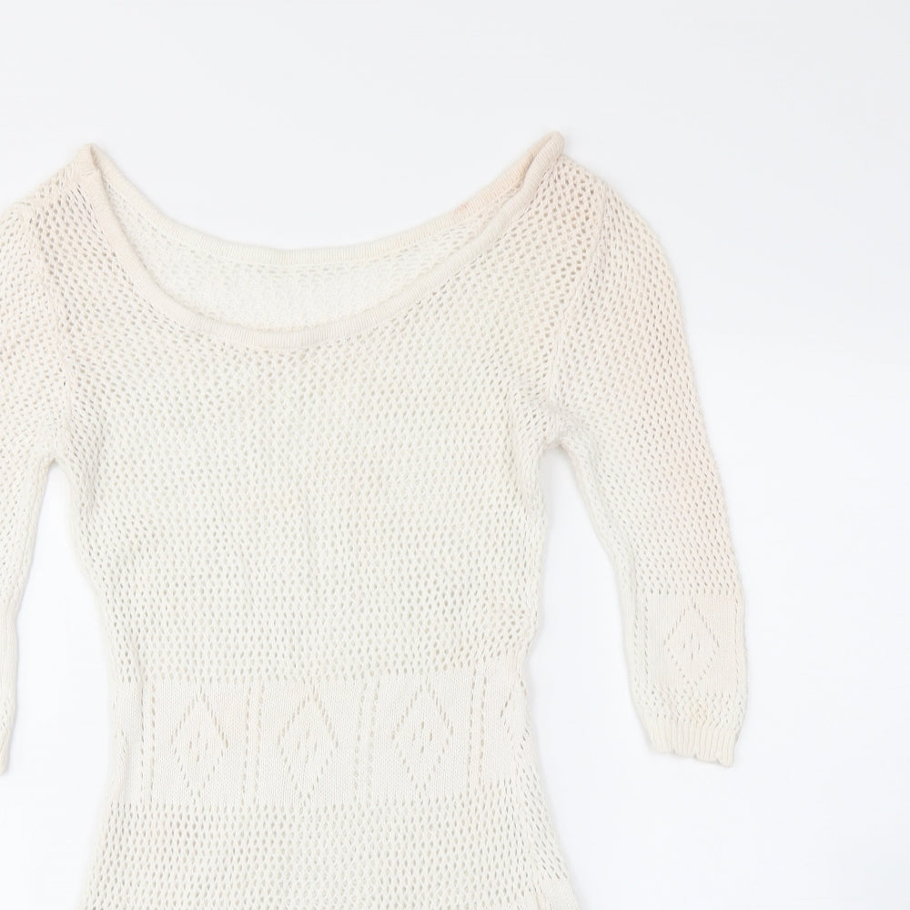 Miusol Womens White   Tunic Jumper Size M