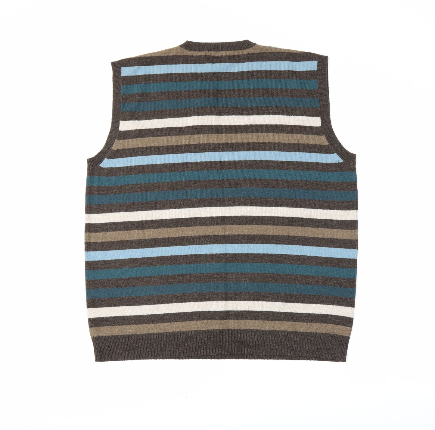NEXT Mens Brown Striped  Vest Jumper Size XL