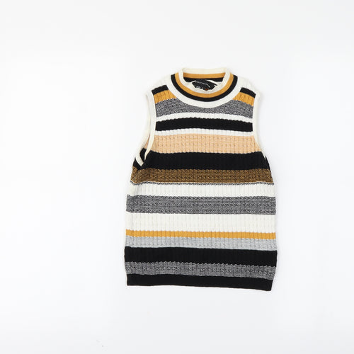Atmosphere Womens Yellow Striped  Cropped T-Shirt Size 6
