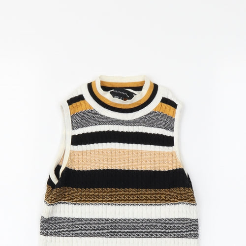 Atmosphere Womens Yellow Striped  Cropped T-Shirt Size 6